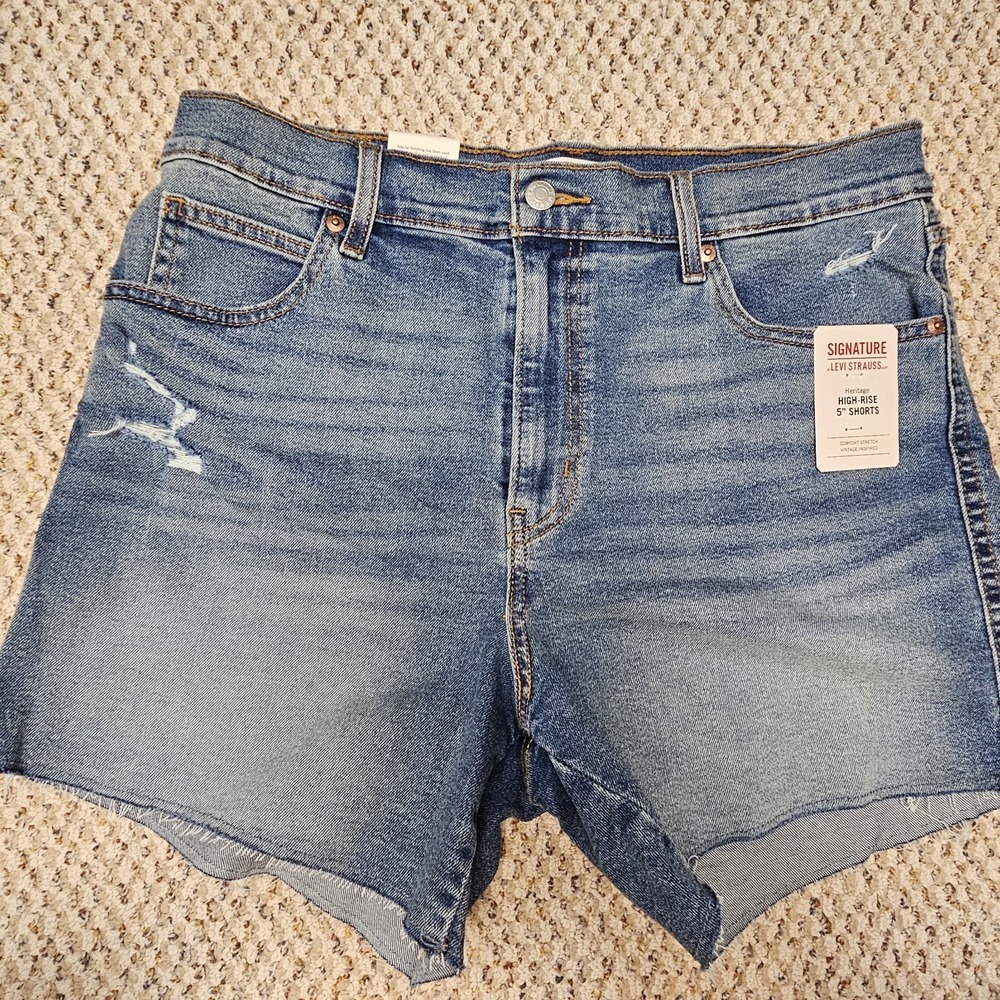 Signature by‎ Levi Strauss Heritage High-Rise Denim Shorts Blue Size 12 W32